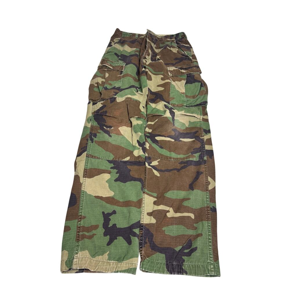 Vintage Military Woodland Camo Cargo Pants Small Long